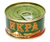 Jar of red caviar
